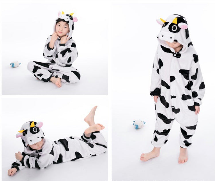 Unisex Animal One-Piece Pajamas | Soft Coral Fleece Loungewear for Boy & Girl