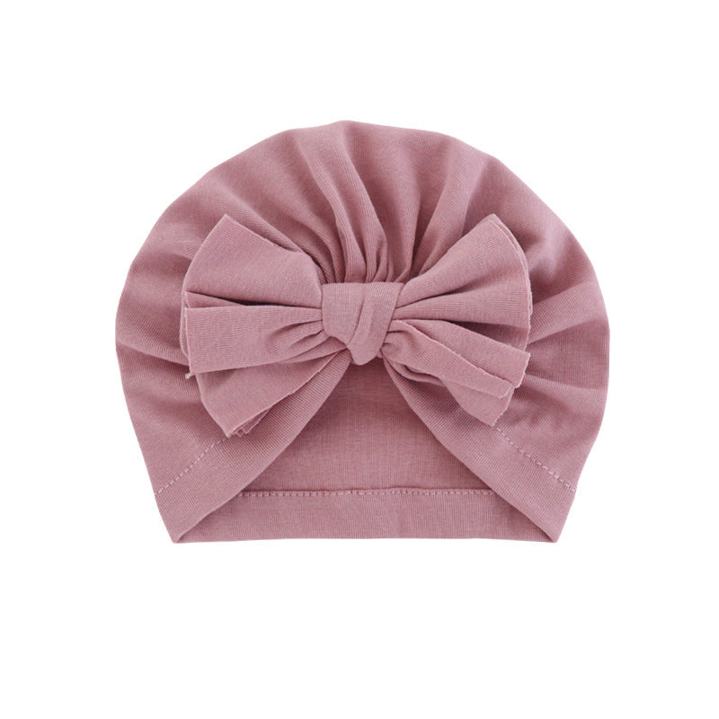 Babies Hooded Turban Hat with Bow – Soft, Stretchy, Solid Color Headwrap