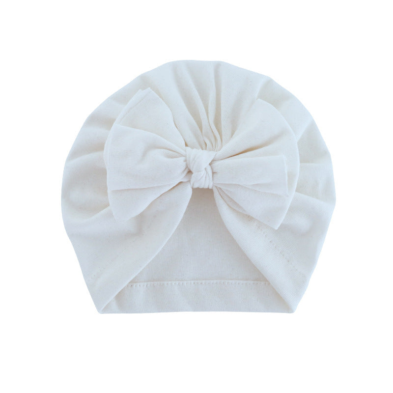 Babies Hooded Turban Hat with Bow – Soft, Stretchy, Solid Color Headwrap