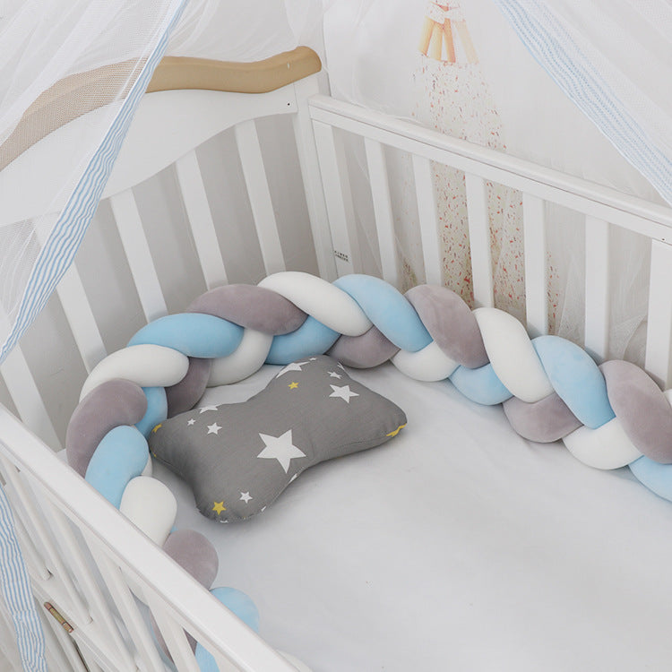 Soft Braided Crib Bumper – Infant Bed Safety Pillow & Nursery Decor