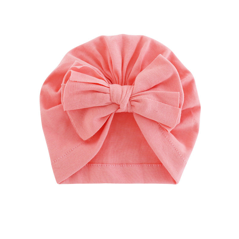 Babies Hooded Turban Hat with Bow – Soft, Stretchy, Solid Color Headwrap
