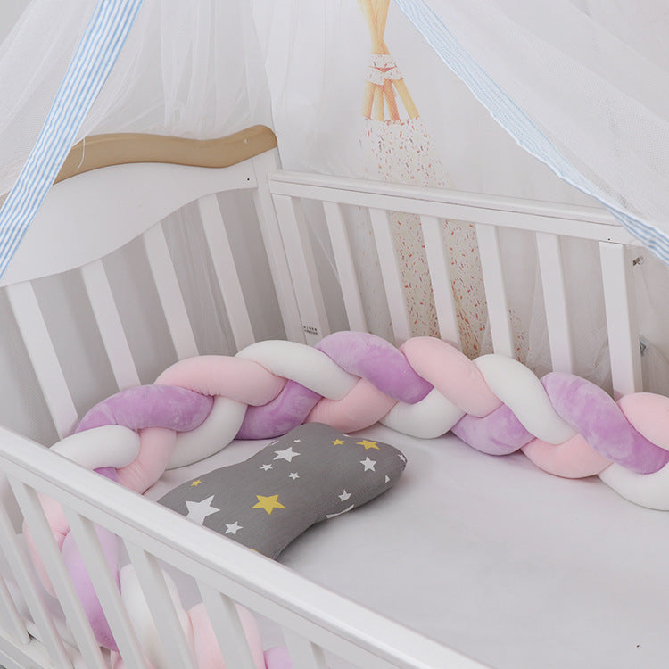 Soft Braided Crib Bumper – Infant Bed Safety Pillow & Nursery Decor