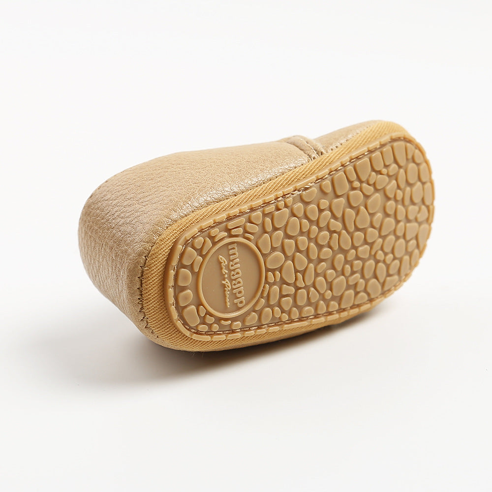 Luxury Soft Leather Baby Moccasins | Newborn & Toddler First Walker Shoes with Rubber Sole