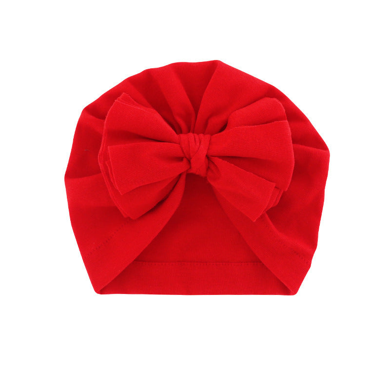 Babies Hooded Turban Hat with Bow – Soft, Stretchy, Solid Color Headwrap