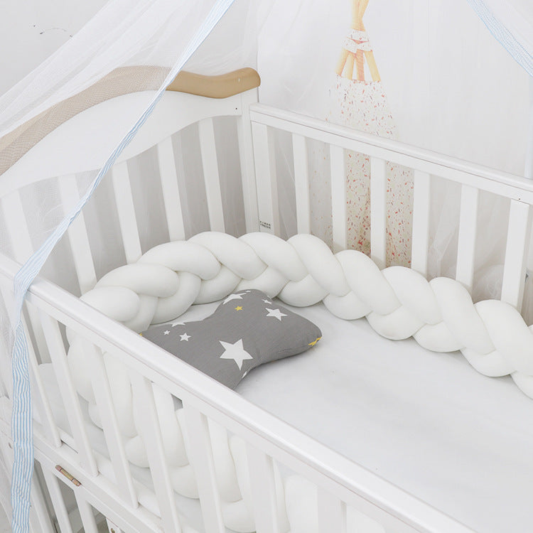 Soft Braided Crib Bumper – Infant Bed Safety Pillow & Nursery Decor