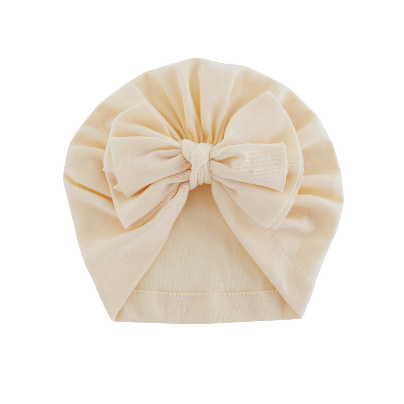 Babies Hooded Turban Hat with Bow – Soft, Stretchy, Solid Color Headwrap