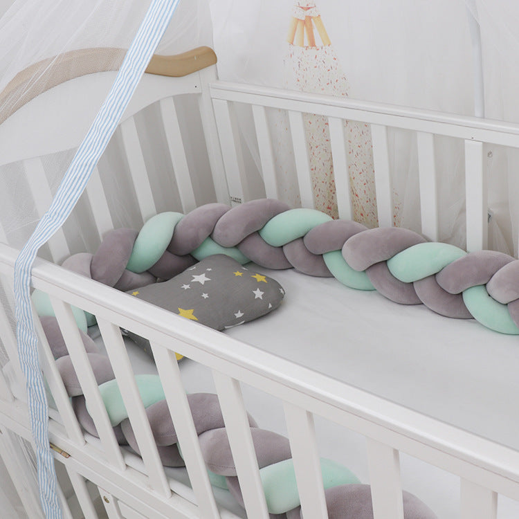 Soft Braided Crib Bumper – Infant Bed Safety Pillow & Nursery Decor