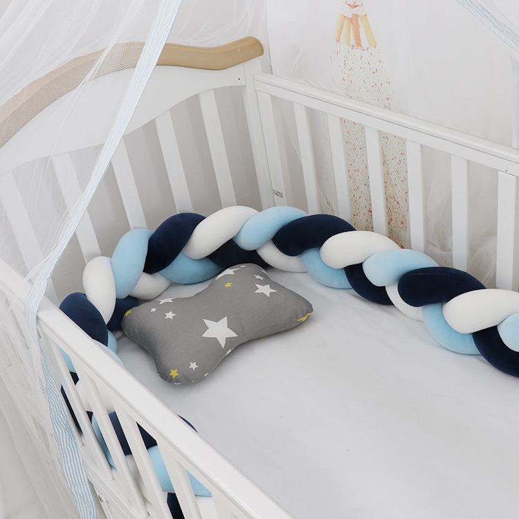 Soft Braided Crib Bumper – Infant Bed Safety Pillow & Nursery Decor
