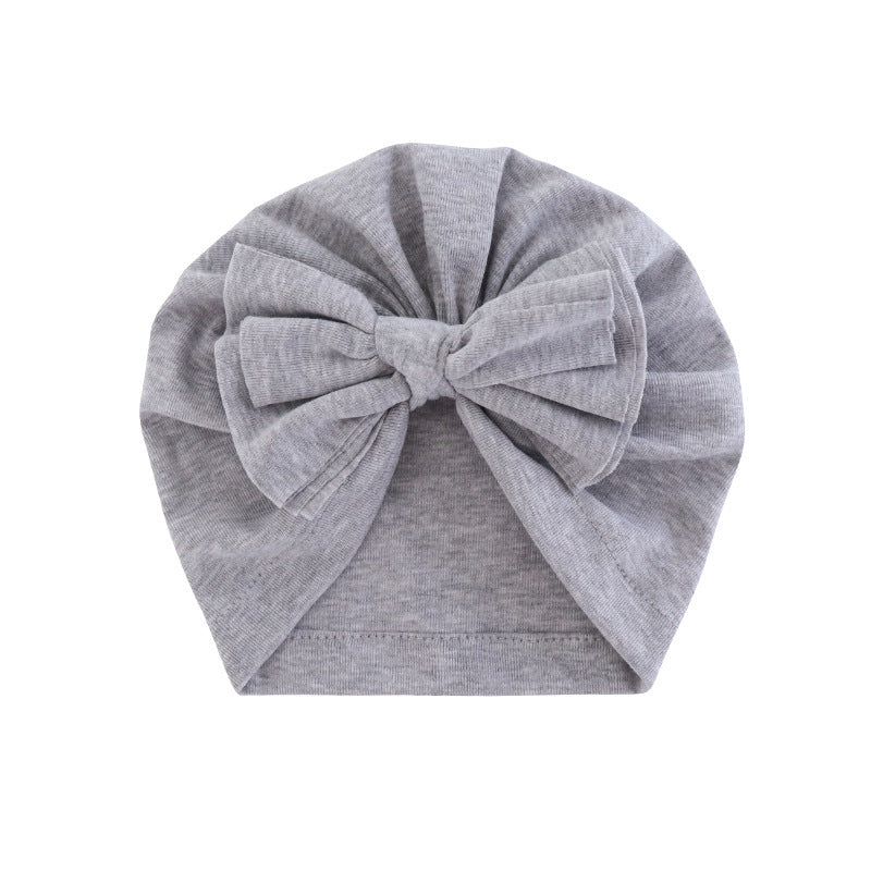 Babies Hooded Turban Hat with Bow – Soft, Stretchy, Solid Color Headwrap
