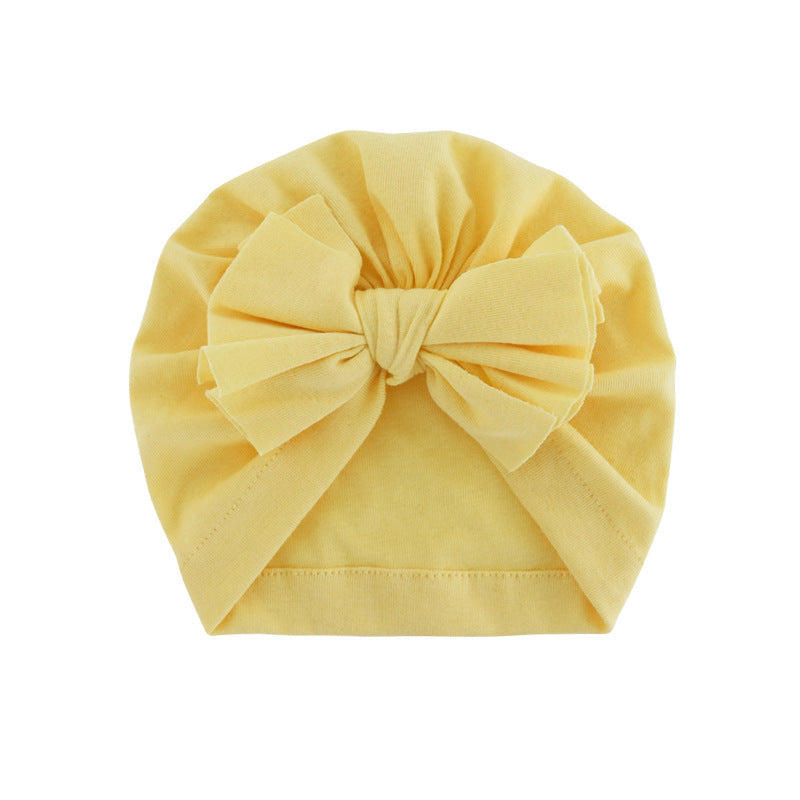 Babies Hooded Turban Hat with Bow – Soft, Stretchy, Solid Color Headwrap