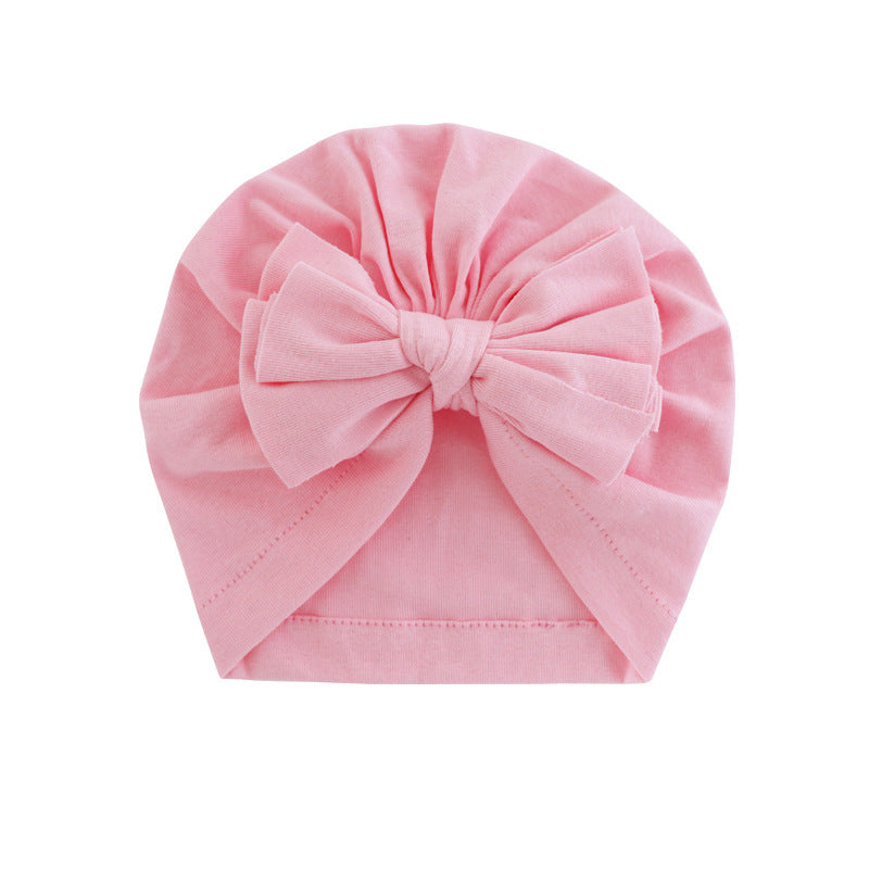 Babies Hooded Turban Hat with Bow – Soft, Stretchy, Solid Color Headwrap