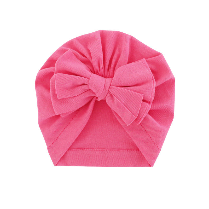 Babies Hooded Turban Hat with Bow – Soft, Stretchy, Solid Color Headwrap