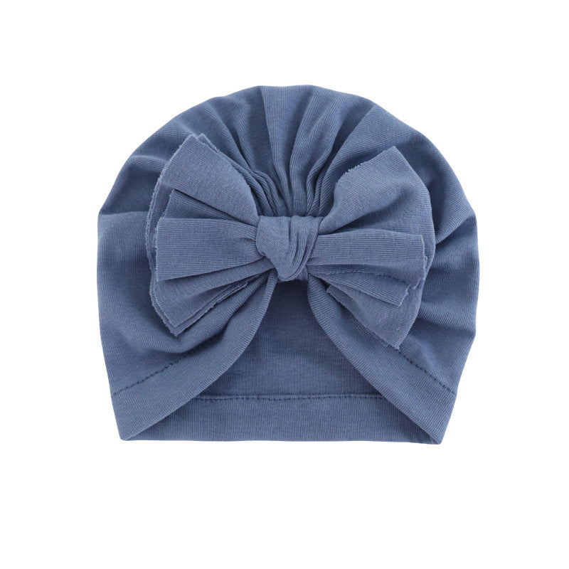 Babies Hooded Turban Hat with Bow – Soft, Stretchy, Solid Color Headwrap