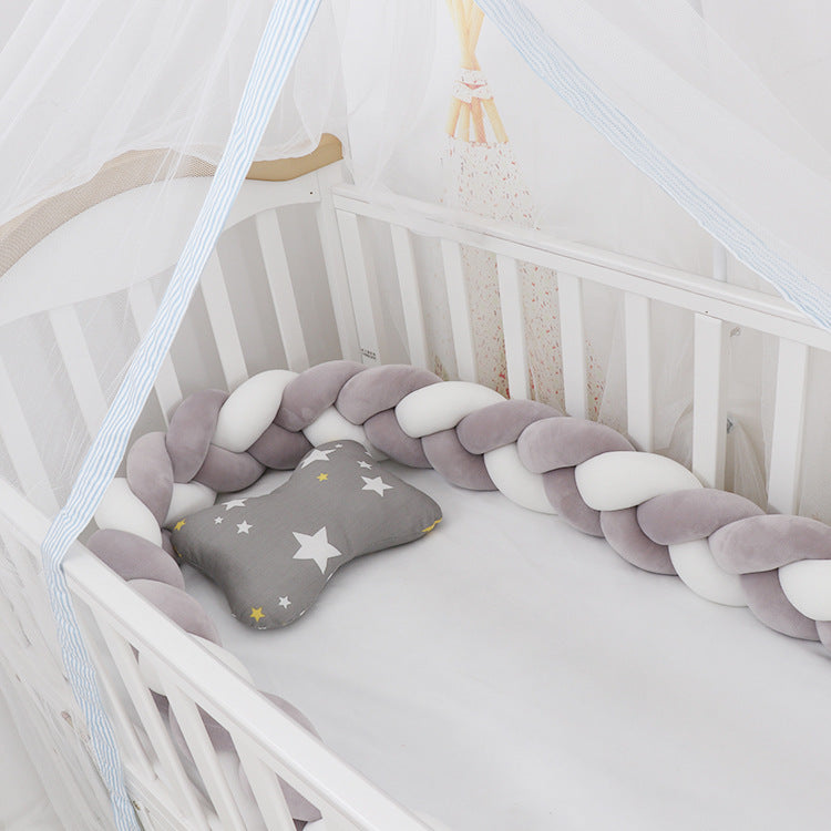 Soft Braided Crib Bumper – Infant Bed Safety Pillow & Nursery Decor