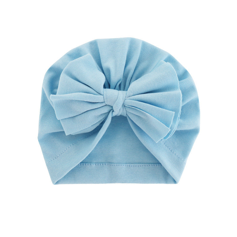 Babies Hooded Turban Hat with Bow – Soft, Stretchy, Solid Color Headwrap