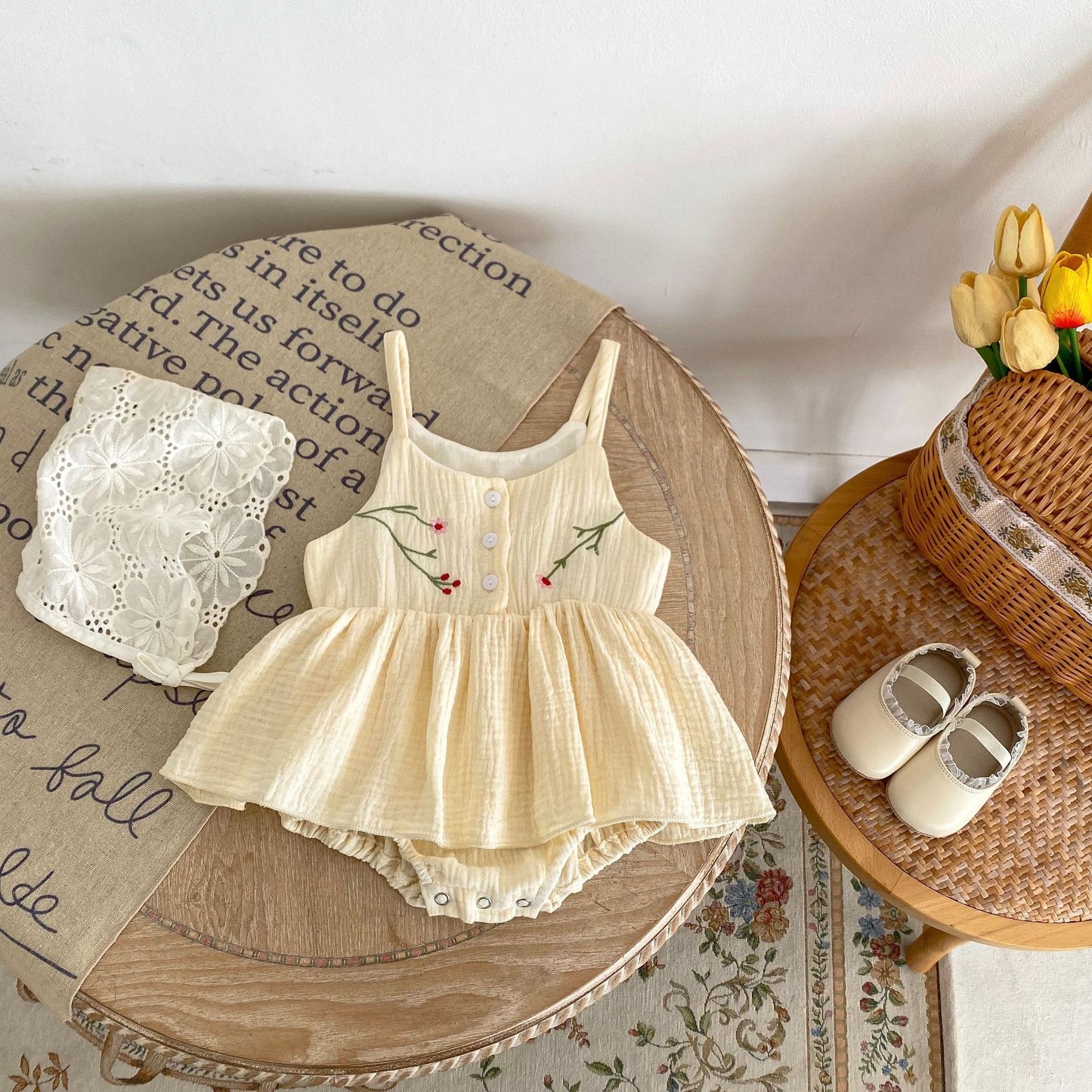Personalized Princess Sling Romper | Embroidered Skirt Triangle Jumpsuit for Baby Girls