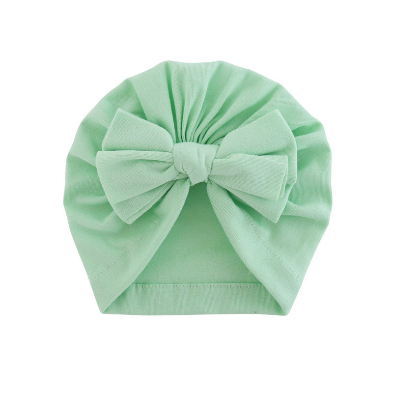 Babies Hooded Turban Hat with Bow – Soft, Stretchy, Solid Color Headwrap