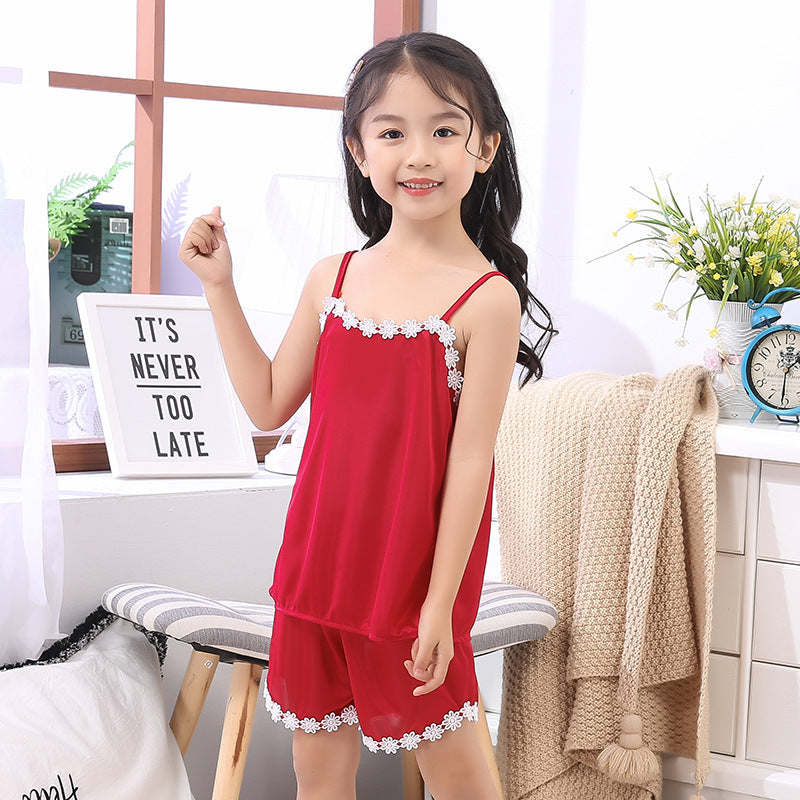 New Cute Girls' Sling Pajamas | Lightweight Summer Sleepwear for Kids
