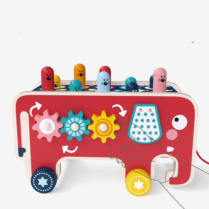 Montessori Wooden Pounding Bench Animal Bus Toy / Musical Educational Toy for Toddlers
