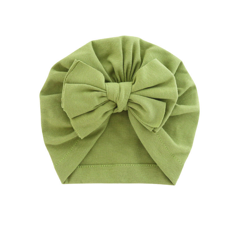 Babies Hooded Turban Hat with Bow – Soft, Stretchy, Solid Color Headwrap