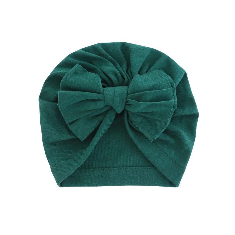 Babies Hooded Turban Hat with Bow – Soft, Stretchy, Solid Color Headwrap