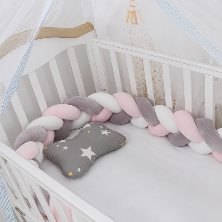 Soft Braided Crib Bumper – Infant Bed Safety Pillow & Nursery Decor
