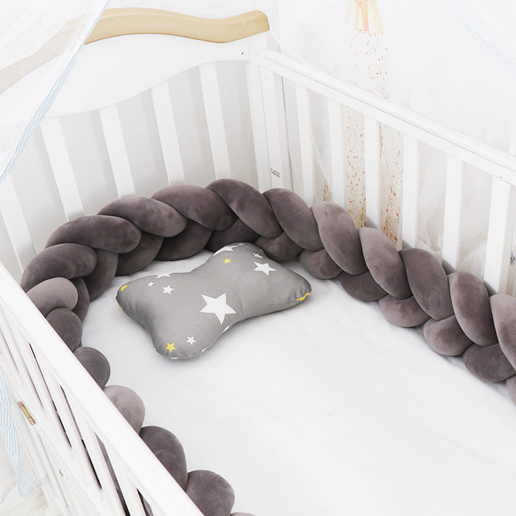 Soft Braided Crib Bumper – Infant Bed Safety Pillow & Nursery Decor