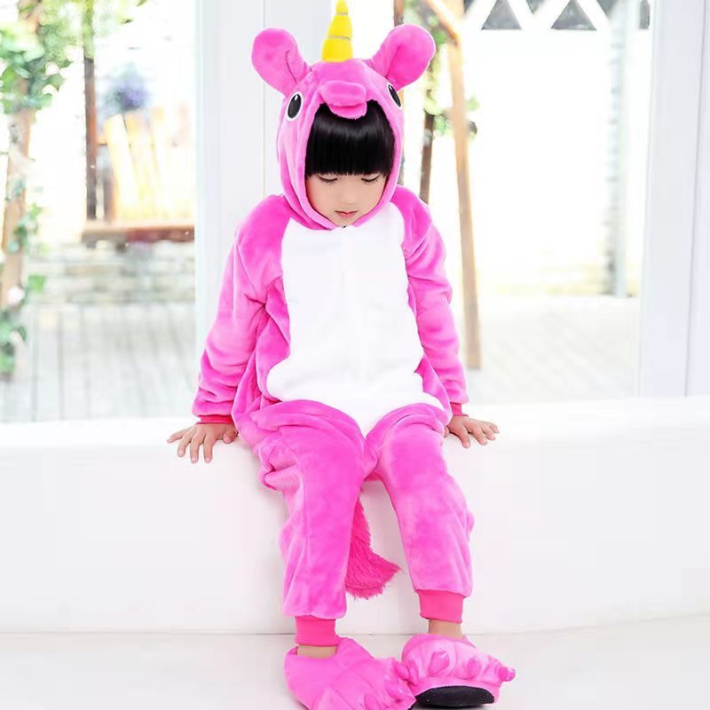 Unisex Animal One-Piece Pajamas | Soft Coral Fleece Loungewear for Boy & Girl
