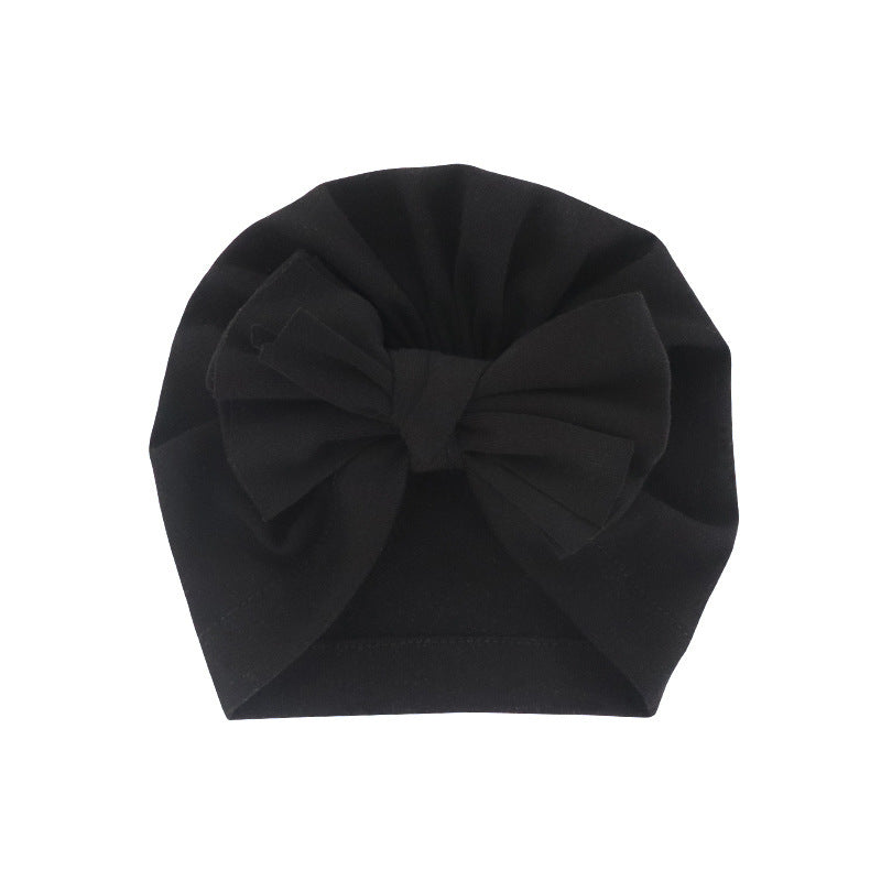Babies Hooded Turban Hat with Bow – Soft, Stretchy, Solid Color Headwrap