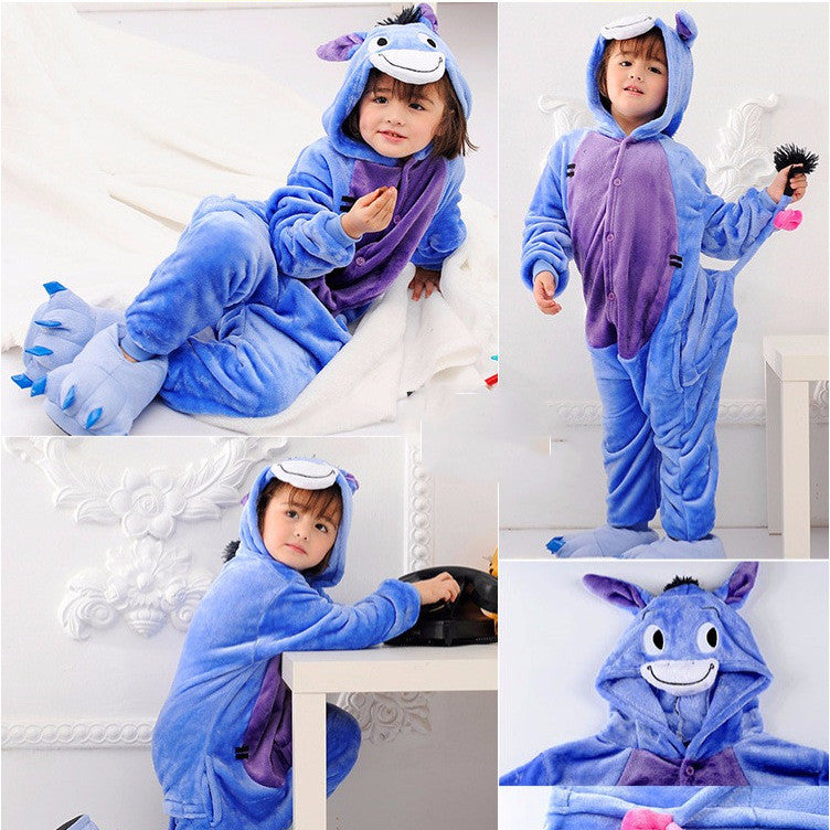 Unisex Animal One-Piece Pajamas | Soft Coral Fleece Loungewear for Boy & Girl