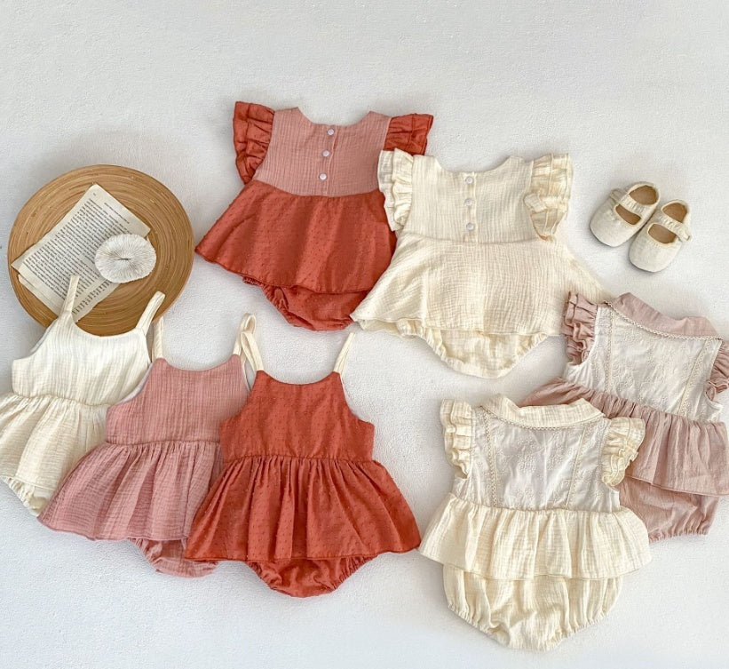 Personalized Princess Sling Romper | Embroidered Skirt Triangle Jumpsuit for Baby Girls