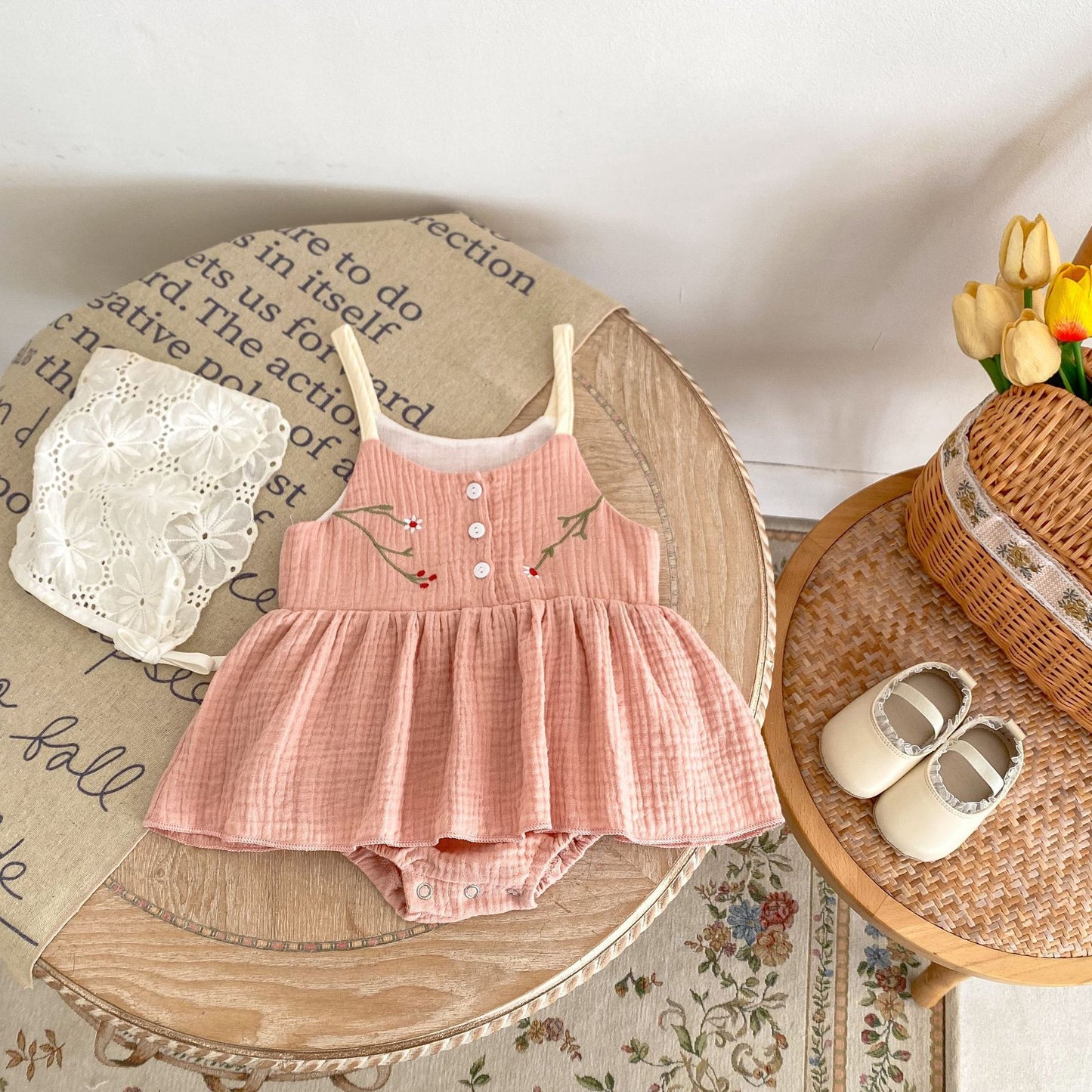Personalized Princess Sling Romper | Embroidered Skirt Triangle Jumpsuit for Baby Girls
