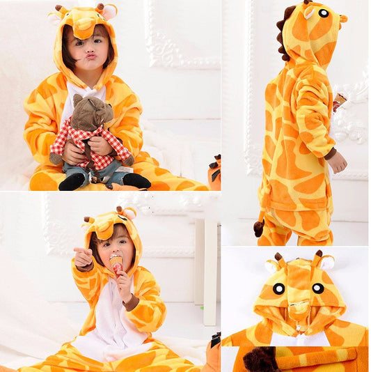 Unisex Animal One-Piece Pajamas | Soft Coral Fleece Loungewear for Boy & Girl