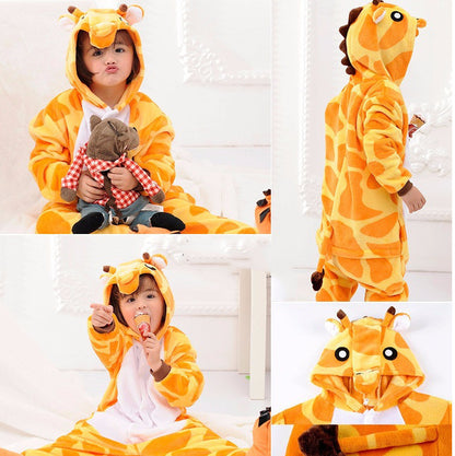 Unisex Animal One-Piece Pajamas | Soft Coral Fleece Loungewear for Boy & Girl
