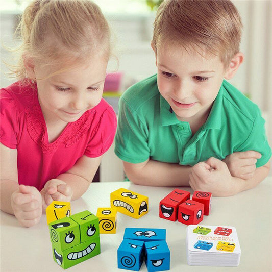 Wooden Expressions Matching Block Puzzle/ Emotion Recognition & Educational Brain Game