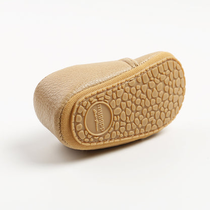 Luxury Soft Leather Baby Moccasins | Newborn & Toddler First Walker Shoes with Rubber Sole