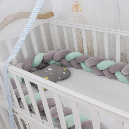 Soft Braided Crib Bumper – Infant Bed Safety Pillow & Nursery Decor