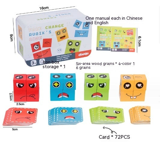 Wooden Expressions Matching Block Puzzle/ Emotion Recognition & Educational Brain Game