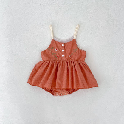 Personalized Princess Sling Romper | Embroidered Skirt Triangle Jumpsuit for Baby Girls