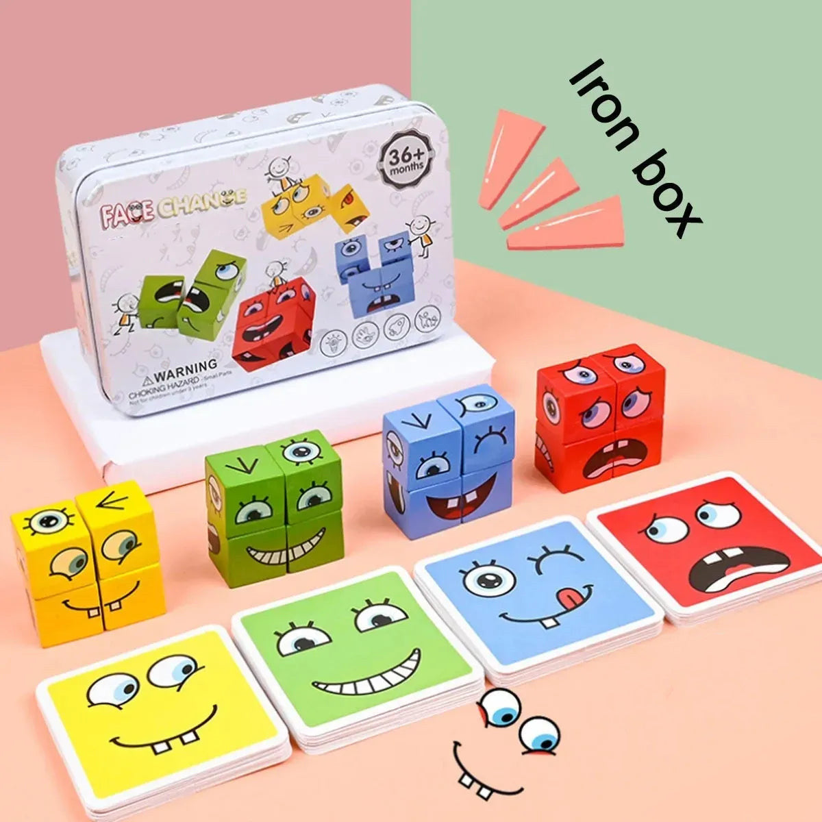 Wooden Expressions Matching Block Puzzle/ Emotion Recognition & Educational Brain Game