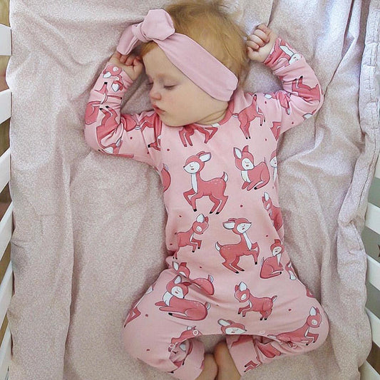 Infant Girls’ Cartoon One-Piece Romper | Long Sleeve Baby Jumpsuit