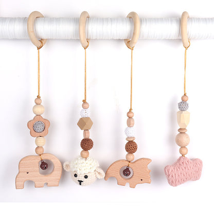 Beech Wood Animal Baby Rattle | Wooden Nursery Decor & Sensory Toy for Infants