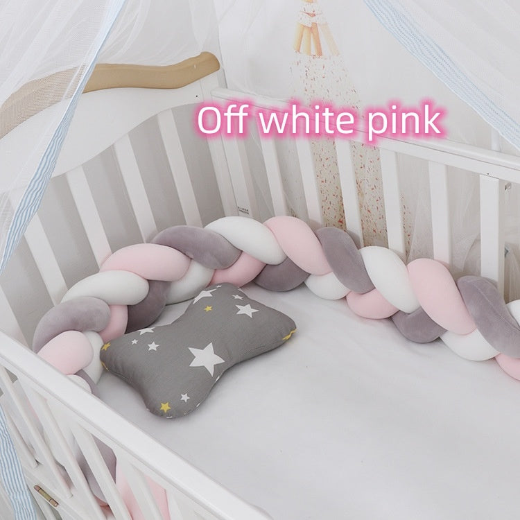 Soft Braided Crib Bumper – Infant Bed Safety Pillow & Nursery Decor