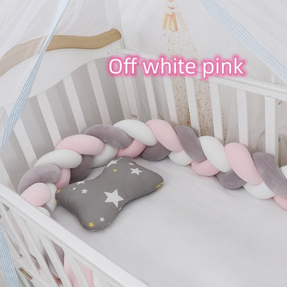 Soft Braided Crib Bumper – Infant Bed Safety Pillow & Nursery Decor