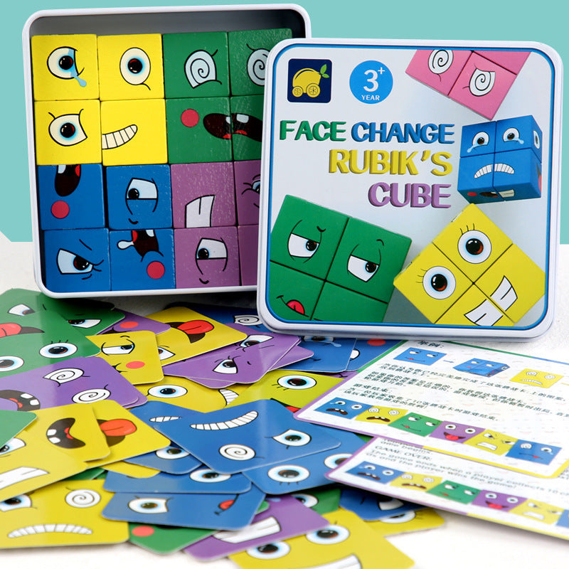 Wooden Expressions Matching Block Puzzle/ Emotion Recognition & Educational Brain Game