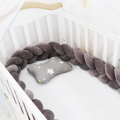 Soft Braided Crib Bumper – Infant Bed Safety Pillow & Nursery Decor