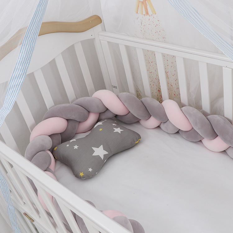 Soft Braided Crib Bumper – Infant Bed Safety Pillow & Nursery Decor