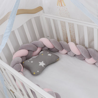 Soft Braided Crib Bumper – Infant Bed Safety Pillow & Nursery Decor