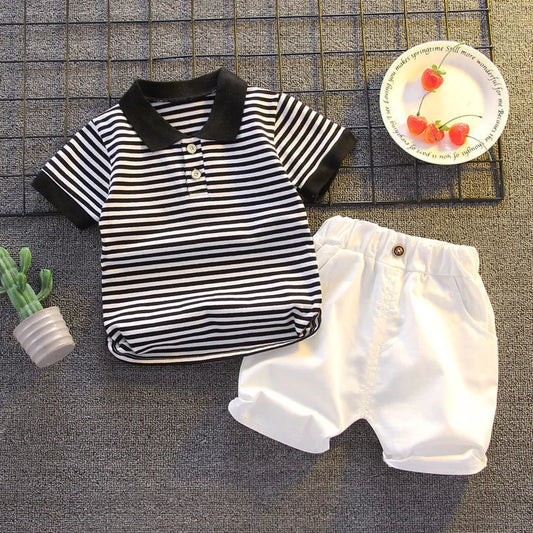 Striped T-Shirt & Shorts 2Pcs Suit | Cotton Toddler Outfit for 1-5 Years | Casual Kids Trendy summer Clothes