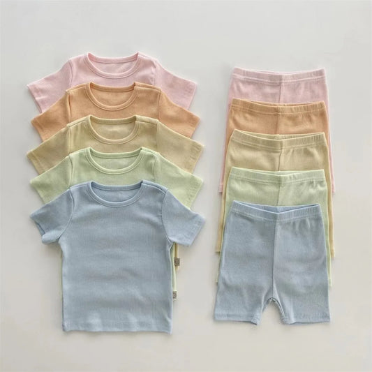 Soft Cotton Baby Pajama Set – 2-Piece T-Shirt + Shorts | Unisex Toddler Sleepwear
